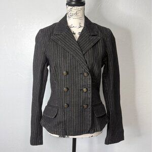 Ralph Lauren Jeans Womens Size M Blazer Equestrian Pinstripe Vtg Double-Breast